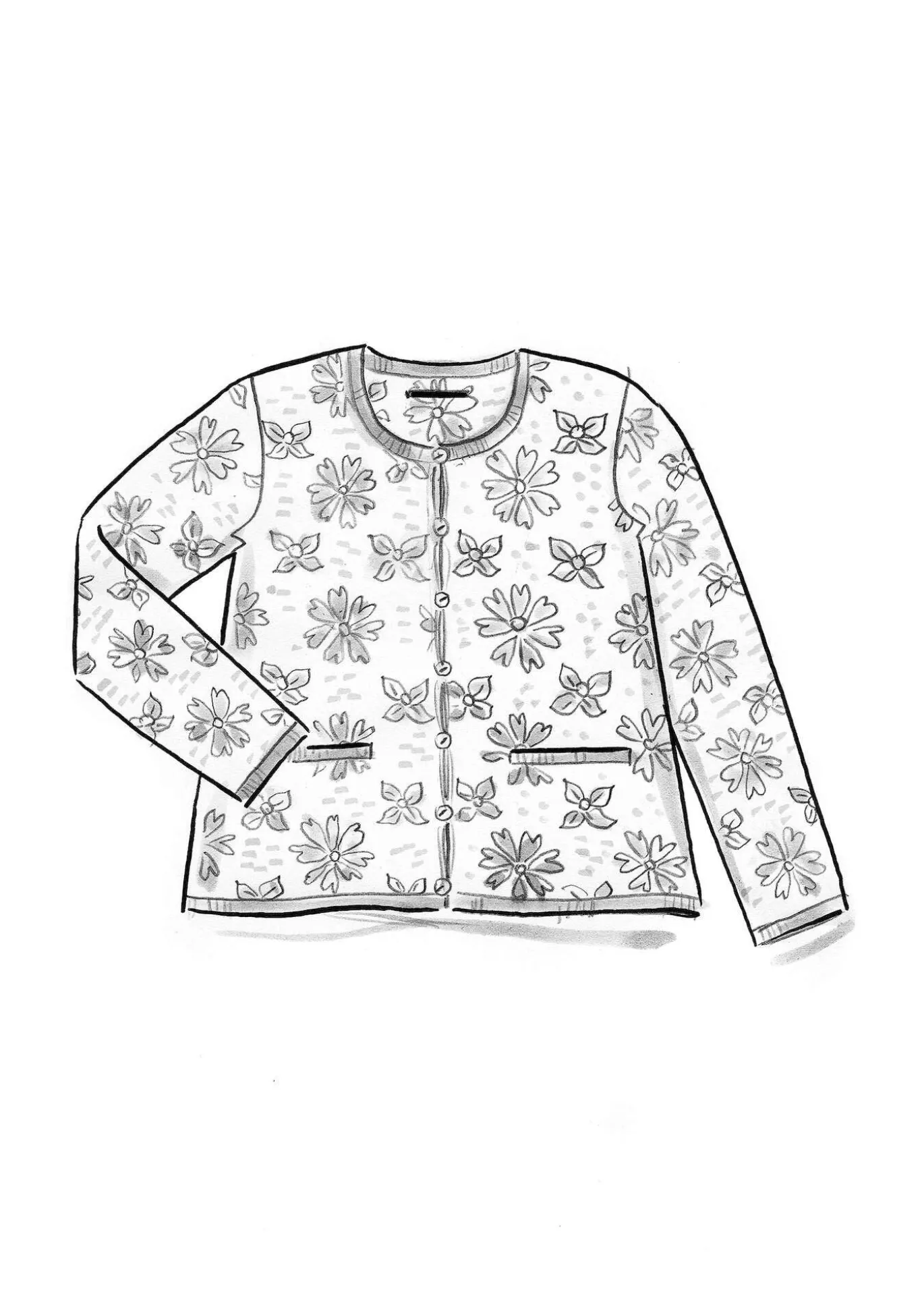 Freja-neuletakki ekologista ja kierrätettyä puuvillaa