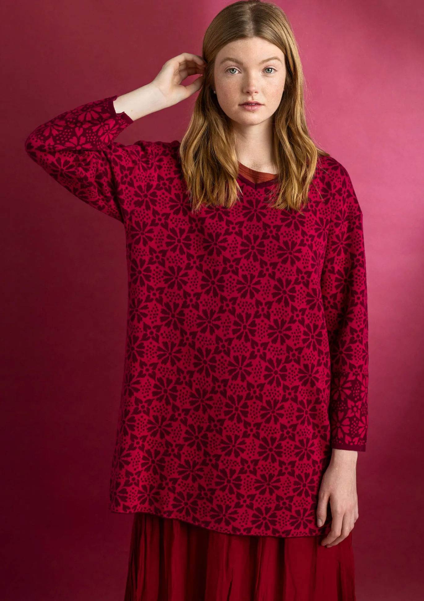 Freja-neuletunika ekopuuvillaa ja kierrätettyä puuvillaa