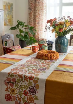 Kaitaliina "Wild rose" pellavaa ja puuvillaa