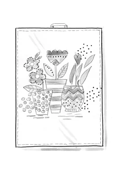 Keittiöpyyhe "Flower pots" ekopuuvillaa