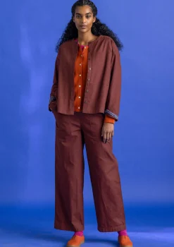 Kudotut twillhousut ekopuuvillaa