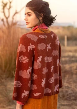 Neuletakki ”Flyttfågel” kierrätettyä villasekoitetta / kierrätettyä puuvillaa