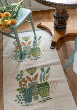 Painokuvioitu käytävämatto "Flower pots" ekopuuvillaa