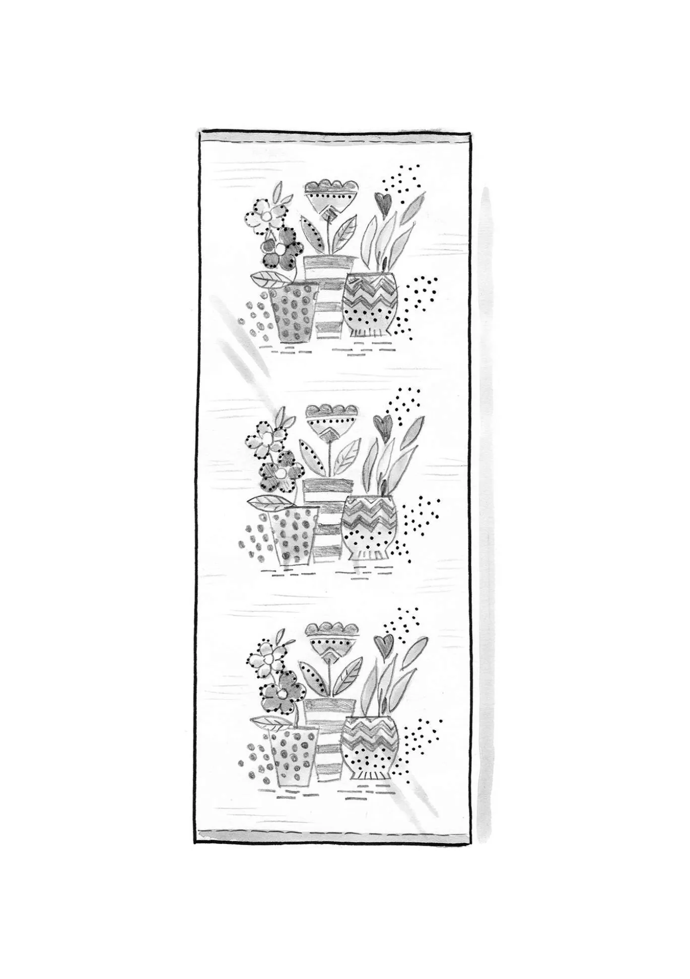 Painokuvioitu käytävämatto "Flower pots" ekopuuvillaa