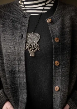 Pitkä neuletakki "Eckerö" space dye -värjättyä villaa