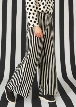 Raidalliset trikoohousut ekopuuvillaa ja modaalia