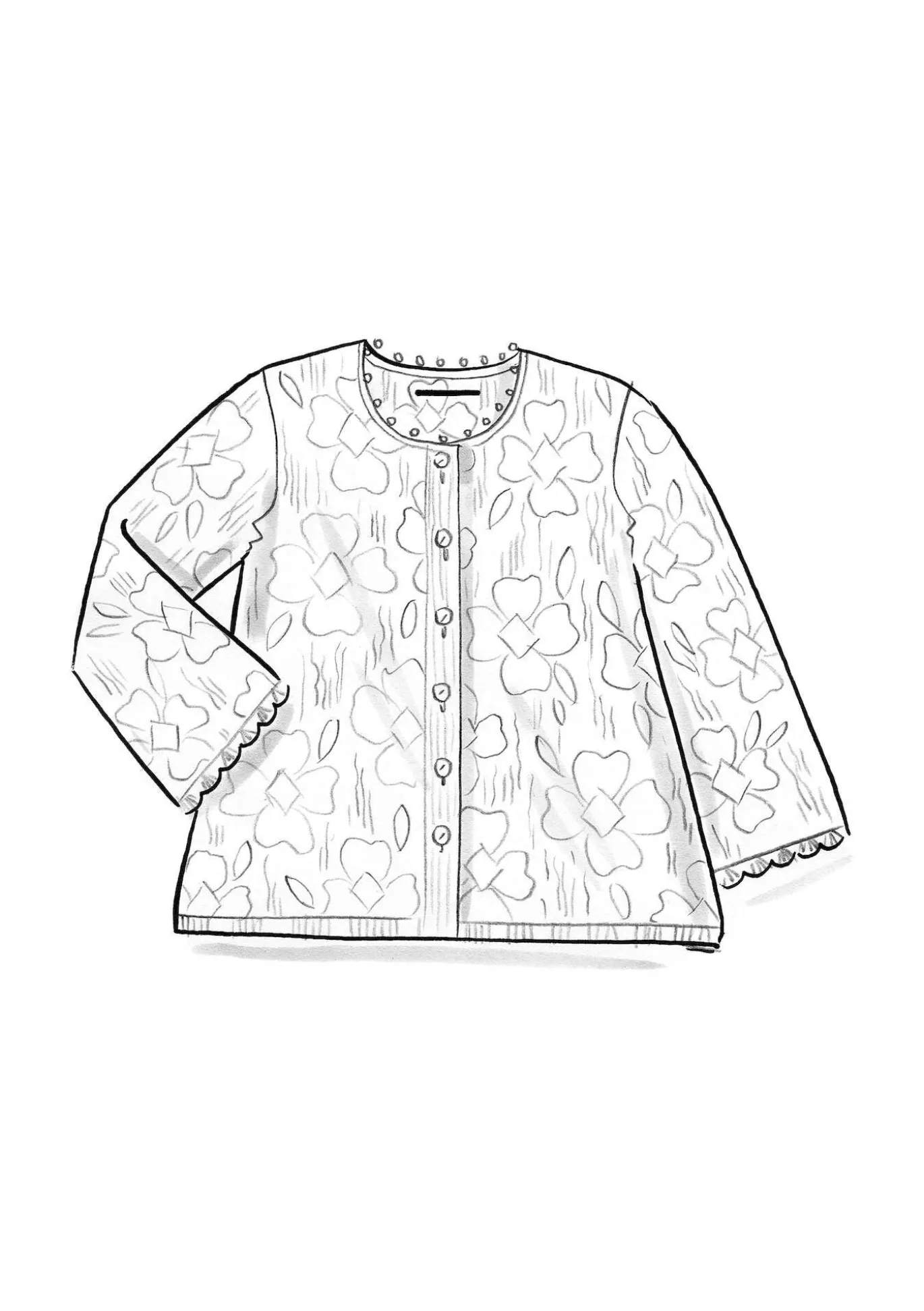 Reikäneuloksinen neuletakki "Blomstra" huovutettua villaa