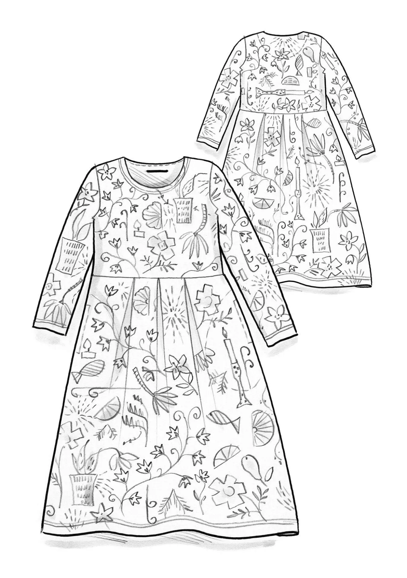 Veluurimekko "Fyrverkeri" ekopuuvillaa ja kierrätettyä polyesteriä